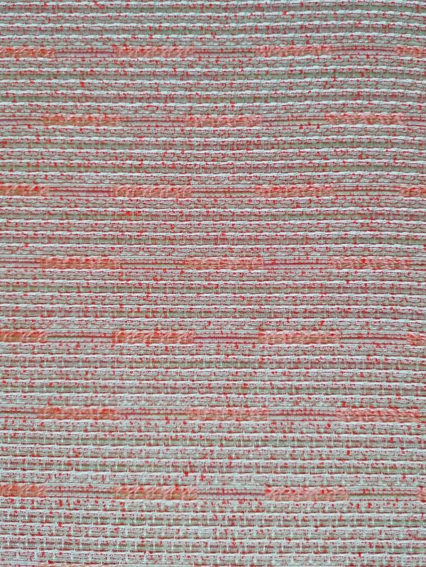 Stofa tip jacquard din viscoza cu bumbac - design liniar, Roz - Rosu - Ivoire