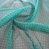 Voal creponat din matase naturala - design buline, Alb - Verde