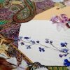 Tesatura din viscoza - dublu crepe cu motive paisley si design floral, Multicolor