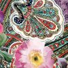 Tesatura din viscoza - dublu crepe cu motive paisley si design floral, Multicolor