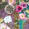 Tesatura din viscoza - dublu crepe cu motive paisley si design floral, Multicolor