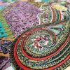 Tesatura din viscoza - dublu crepe cu motive paisley si design floral, Multicolor