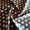 Tesatura din viscoza - twill cu design floral, Negru - Portocaliu - Alb