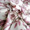 Tesatura din matase naturala - crepe de chine design floral, Roz - Ivoire