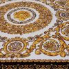 Tesatura din mătase naturală elastică - Crepe de Chine, Negru - Alb - Auriu