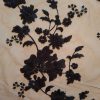 Dantela brodata pe suport tulle si margele fine - design floral, Negru