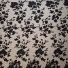 Dantela brodata pe suport tulle si margele fine - design floral, Negru
