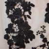 Dantela brodata pe suport tulle si margele fine - design floral, Negru