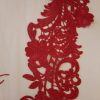 Tesatura brodata pe suport tulle si fir de lurex - desing floral, Rosu