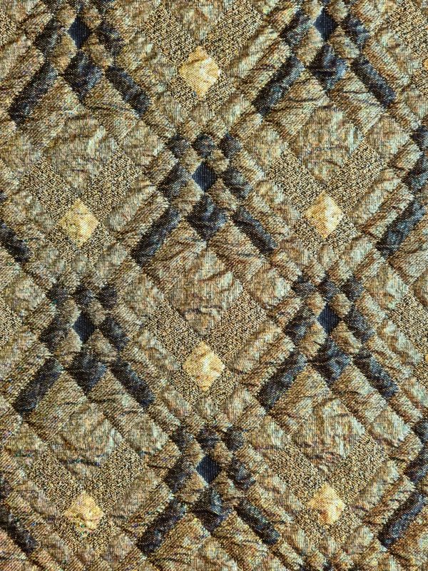 Tesatura Jacquard cu aspect metalizat - design abstract, Auriu antic