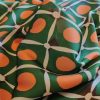 Tesatura din matase sintetica - design geometric, Verde Portocaliu