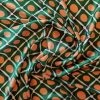 Tesatura din matase sintetica - design geometric, Verde Portocaliu