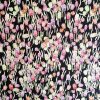 Tesatura din mătase naturală cu lână - design floral , Roz Lila Negru