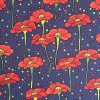 Tesatura din matase naturală cu lână - design floral, Rosu - Verde - Albastru