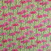 Tesatura din matase naturală cu lână - design floral, Cyclamen - Verde deschis