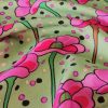 Tesatura din matase naturală cu lână - design floral, Cyclamen - Verde deschis