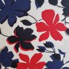 Tesatura crepe de chine din matase naturala - design floral, Bleumarin - Rosu - Negru - Alb