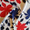Tesatura crepe de chine din matase naturala - design floral, Bleumarin - Rosu - Negru - Alb