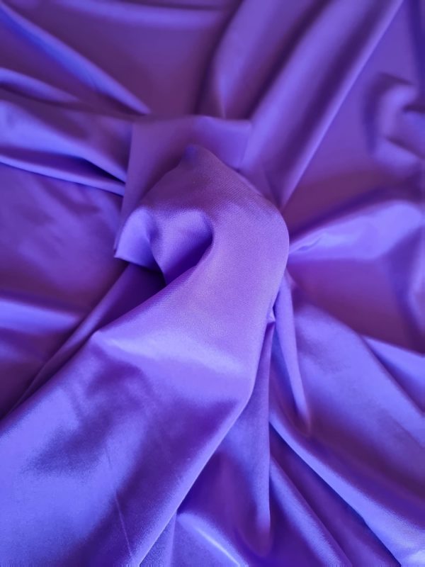 Tesatura din mătase naturală elastică - crepe de Chine , design uni Mov - violet