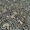 Tesatura Jacquard  din viscoza si bumbac, panou cu design floral , Gri - Bej - Negru