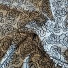 Tesatura Jacquard  din viscoza si bumbac, panou cu design floral , Gri - Bej - Negru
