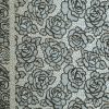 Tesatura Jacquard  din viscoza si bumbac, panou cu design floral , Gri - Bej - Negru