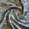 Tesatura Jacquard  din viscoza si bumbac, panou cu design floral , Gri - Bej - Negru