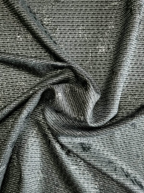 Tesatura Jacquard din bumbac , viscoza si insertii lurex, Negru - Argintiu