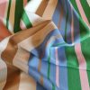 Tesatura crepe de chine din matase naturala - design geometric liniar, Multicolor