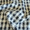Stofă mixta cu fir de lurex - design fantezie, Bleumarin - Alb