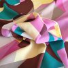Tesatura crepe de chine din matase naturala - design geometric, Multicolor