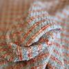 Stofă mixta cu fir de lurex - design fantezie, Alb - Piersiciu