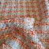 Stofă mixta cu fir de lurex - design fantezie, Alb - Piersiciu