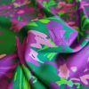 Tesatura din viscoza imprimata  - design floral, Mov - Violet - Verde