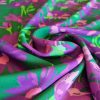 Tesatura din viscoza imprimata  - design floral, Mov - Violet - Verde