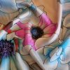 Tesatura din viscoza - design floral , Multicolor pastel
