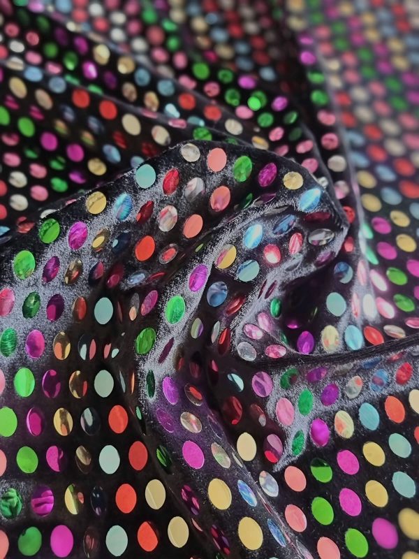 Catifea elastica cu paiete multicolore aplicate, Multicolor