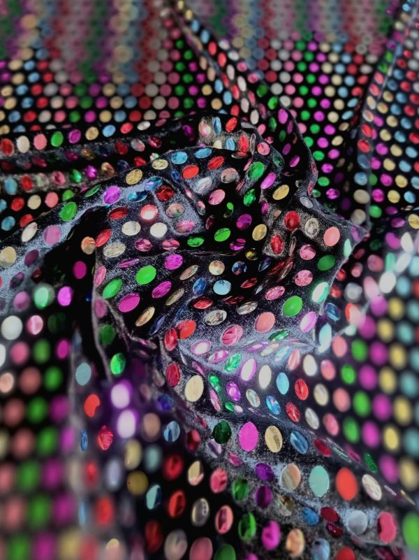 Catifea elastica cu paiete multicolore aplicate, Multicolor