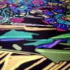 Tesatura din matase naturala - crepe de chine cu design floral, Multicolor