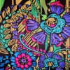 Tesatura din matase naturala - crepe de chine cu design floral, Multicolor