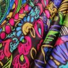 Tesatura din matase naturala - crepe de chine cu design floral, Multicolor