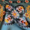 Tesatura din matase naturala tip panou - design floral, Multicolor