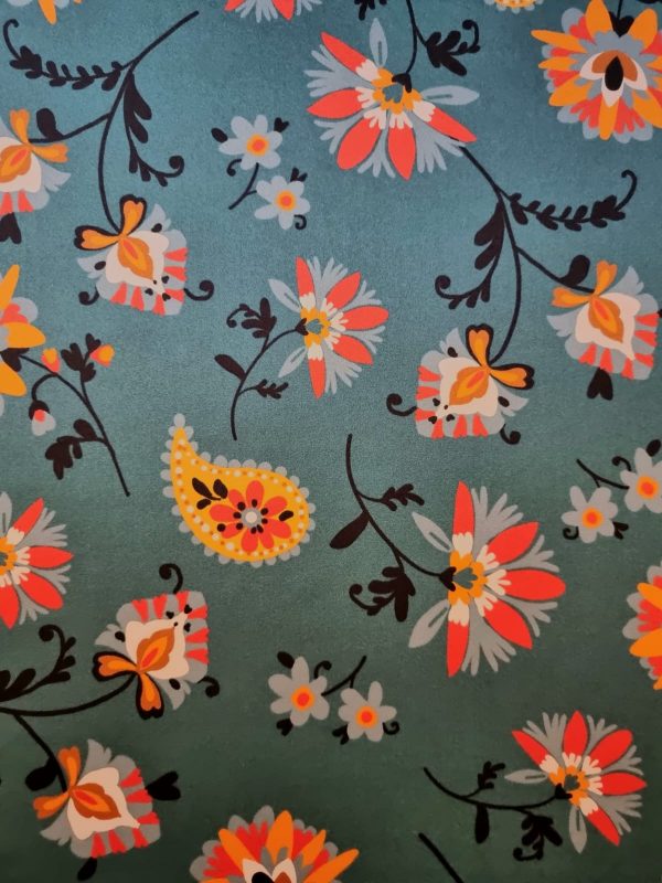 Tesatura din matase naturala tip panou - design floral, Multicolor