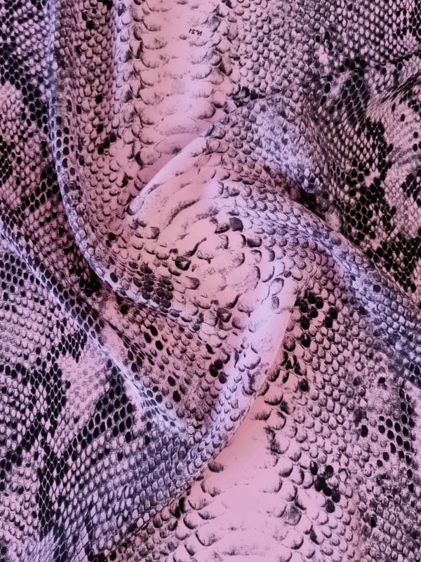 Tesatura din matase naturala - crepe de Chine snake design, Roz negru