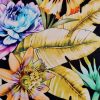 Jerse din mătase naturală design floral - tropical fashion