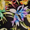 Jerse din mătase naturală design floral - tropical fashion