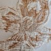 Tesatura Jacquard cu fir de lurex - design floral, Crem - Auriu