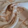 Tesatura Jacquard cu fir de lurex - design floral, Crem - Auriu