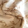 Tesatura Jacquard cu fir de lurex - design floral, Crem - Auriu