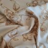 Tesatura Jacquard cu fir de lurex - design floral, Crem - Auriu